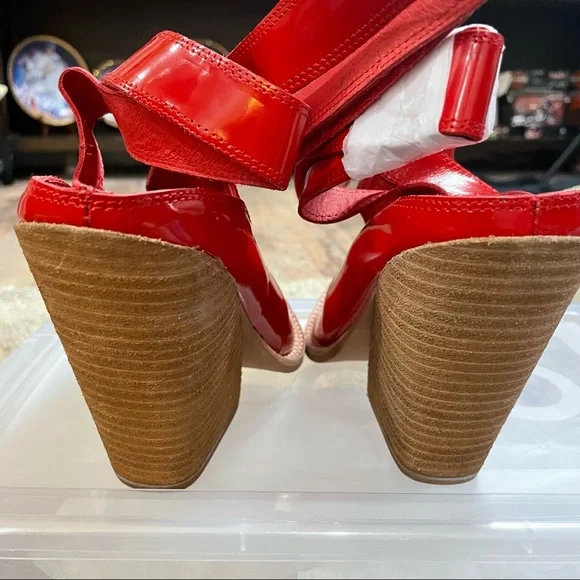 Jeffrey Campbell Red Patent Western Cutout Ankle Boots - Picture 7 of 12